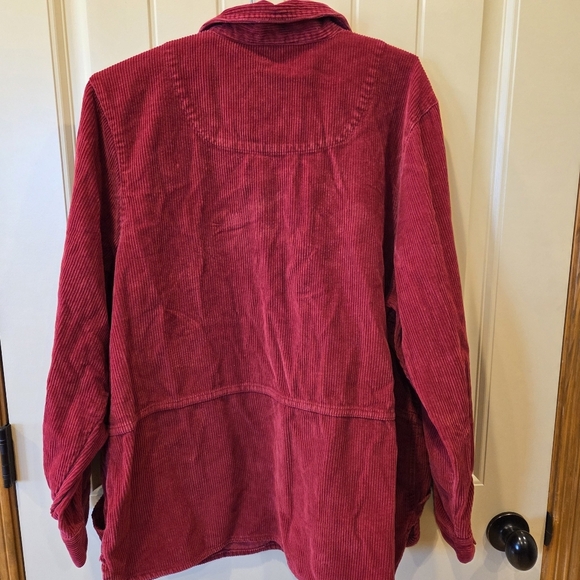 C.J. Banks Red Corduroy Button-Up Tunic Jacket 1X Pockets 100% Cotton - Picture 7 of 14